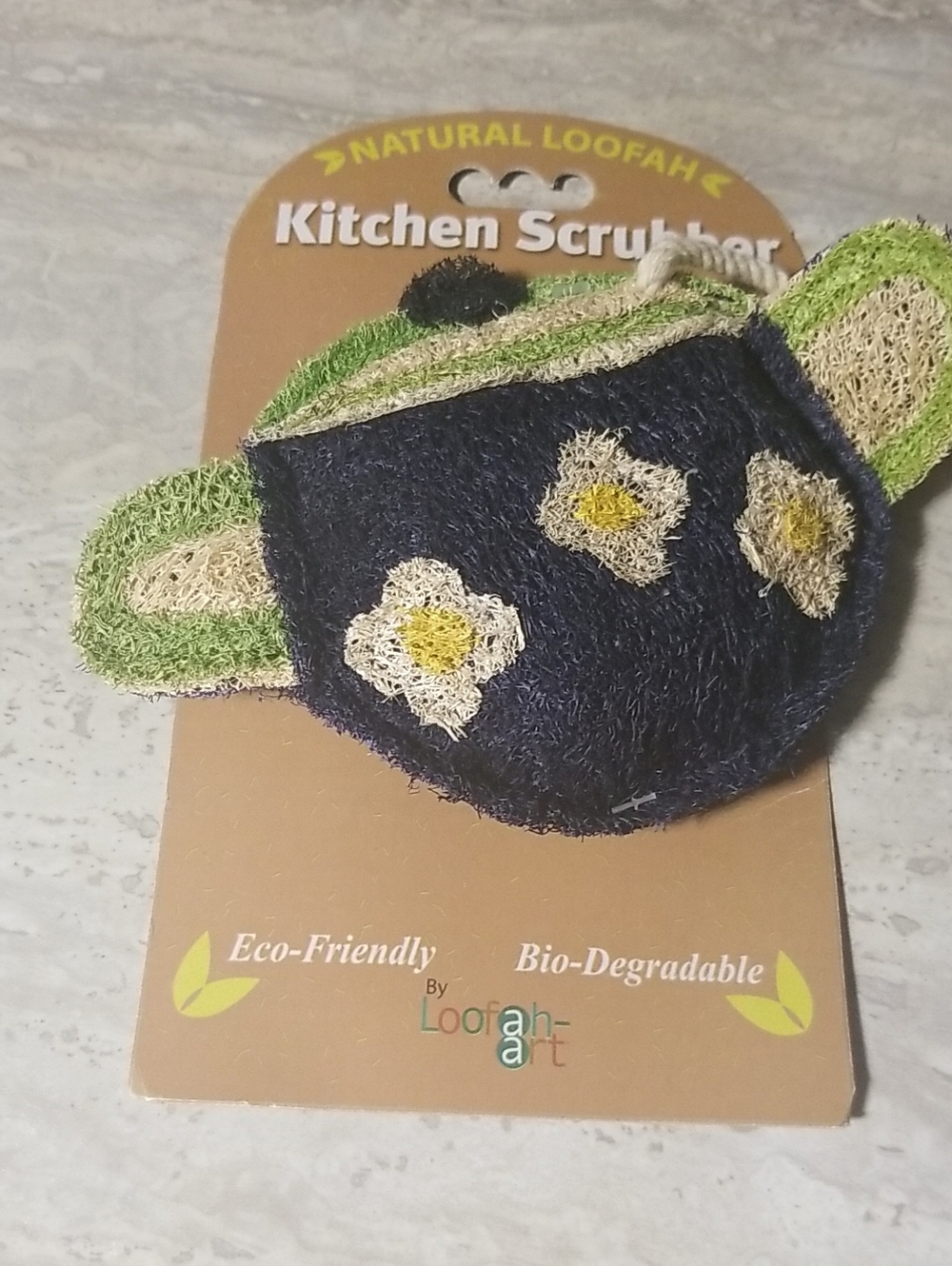 Natural Loofah Kitchen Scrubber - Teapot